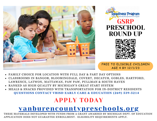 Apply today at vanburencountypreschools.org